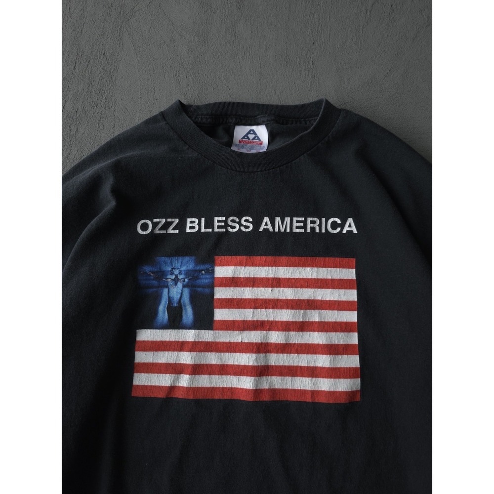 Vintage 2000s Y2K Ozz Bless America Ozzy Osbourne Long Sleeve Black T-shirt XL - Picture 3 of 9